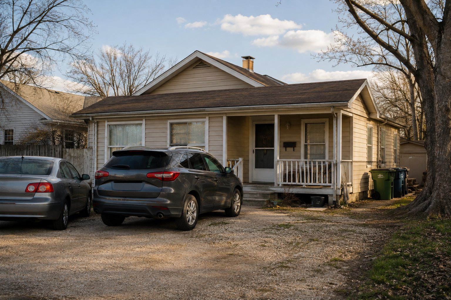 Tenant-Occupied Rental House in Springfield, Missouri Occupied Springfield rental house with vehicles in the driveway